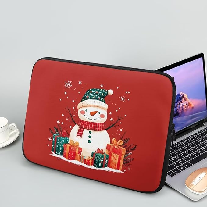 Cute Snowman Laptop Sleeve for Women Teen Girls 15 inch Laptop Protector with Multiple Uses Computer Carrying Case Christmas Tablet Bag Lap Top Case Men Laptop Protector