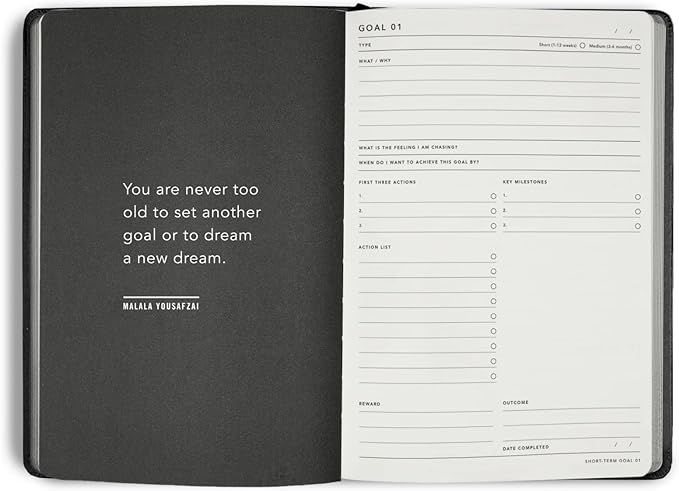 MiGoals Weekly Planner 2025 - Goal Digger Journal for Gratitude, Progress and Habit Tracking, B5 (Black)
