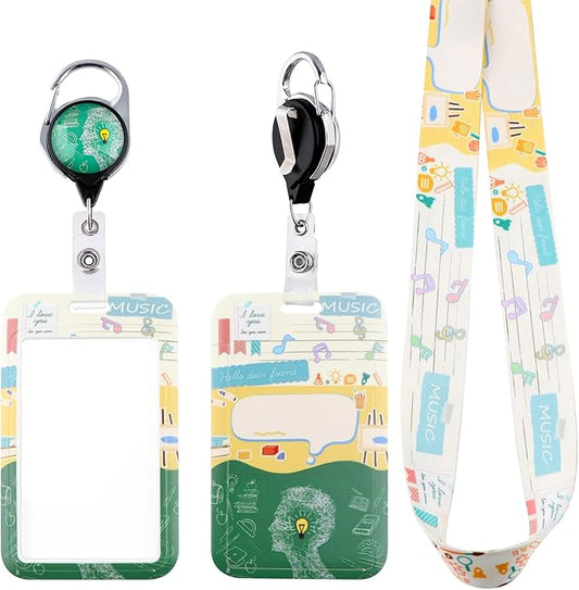 Funny ID Lanyard Badge Holder & Retractable Badge Reel Clip Cool Preppy School Key Lanyard ID Holder for Teachers Students Teens Kids for Keys & ID Badges Cute Keychain Lanyard for Women