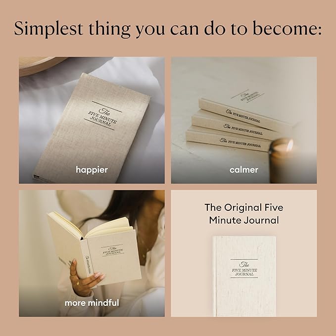 Intelligent Change The Five Minute Journal - Original Daily Gratitude Journal 2025 for Happiness, Mindfulness & Reflection - Daily Affirmations - Undated Life Planner Journal for Women & Men