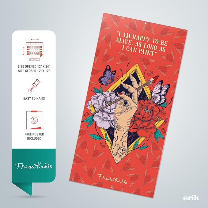Frida Kahlo Wall Calendar 2025 12" x 12" FSC® Plastic Free - Starts Week On Sunday | Square Wall Calendar | Family Planner Calendar 2025 | Art Calendar 2025