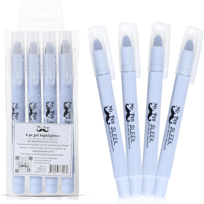 Mr. Pen- Gel Highlighter, 4 Pack, Bible Highlighters No Bleed, No Bleed Highlighters, Bible Highlighter, Bible Markers, Gel Highlighters for Bibles, Highlighter