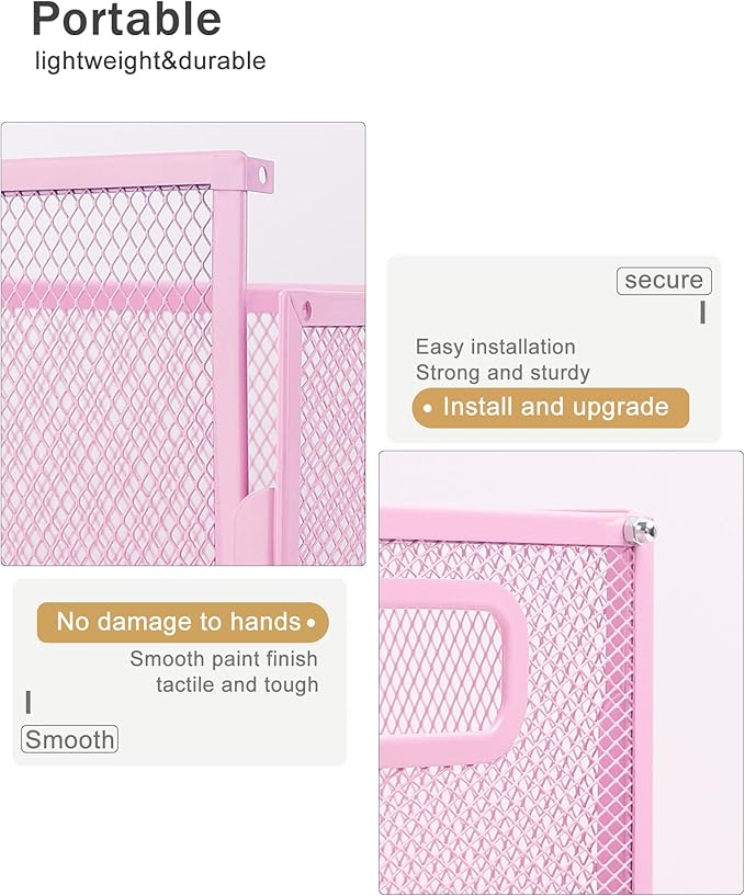 Oterri Hanging File Organizer, Metal File Organizer, Portable Desktop File Organizer for Letter Size Folder, Mesh Hanging File Crate for Office,Folders Not Included(Fairy Pink,1 Pack)