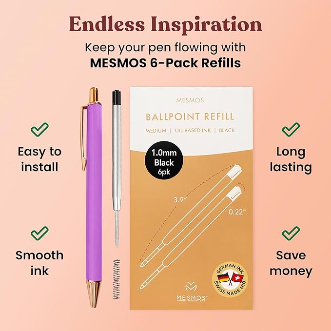 MESMOS 3pc Fancy Pen Set, Cute Pens for Women, Nice Pens for Journaling, Fun Pens Women, Aesthetic Pens, Journaling Pens, Journal Pens, Luxury Pen, Office Pens, Pastel Pens, Pretty Pens