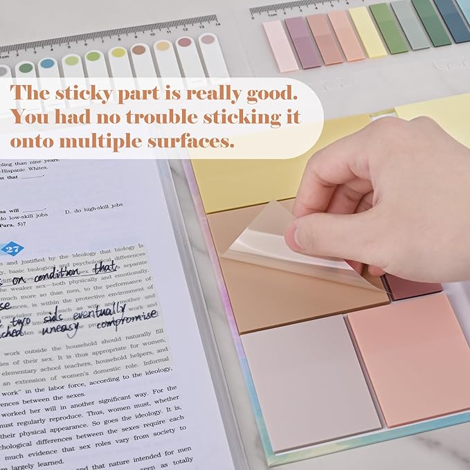 BAYTORY 900 Sheets Transparent Sticky Notes, Clear Waterproof 3 x 3 inch See Through Memo Pad, Self-Adhesive Translucent Writable Index Tabs for Annotating Books, Stationary Supplies
