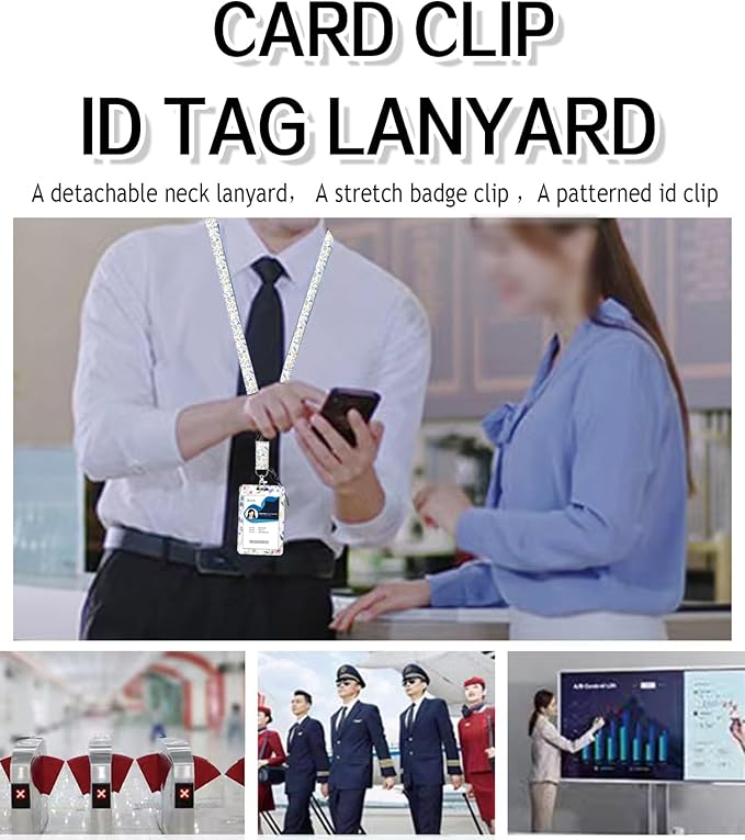 ID Badge Holder with Retractable Lanyard and Keychain, Badge Reel with Rotate Carabiner Clip,Dragonfly Meadow Card Name Tag Lanyard ID Protector Bage Clips for Student, Women, Office