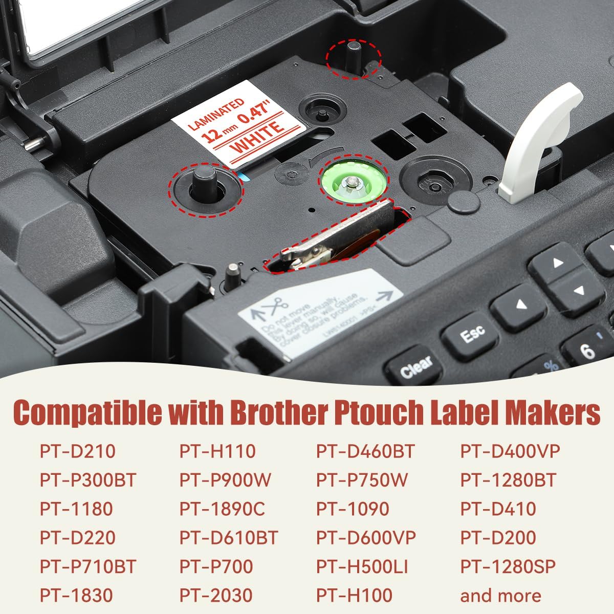 Labelife TZe-232 Replace for Brother P Touch Label Tape Red on White TZe232 TZe TZ Tape 12mm 0.47 1/2 Laminated Work for Brother PT D210 H110 D600 1230PC Label Maker, 4 Pack