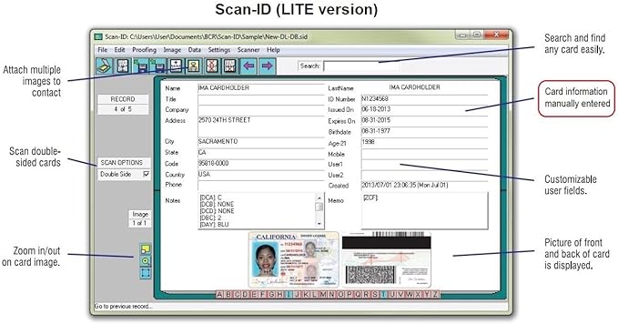 Duplex Medical Insurance Card and ID Card Scanner (w/Scan-ID LITE, for Windows)