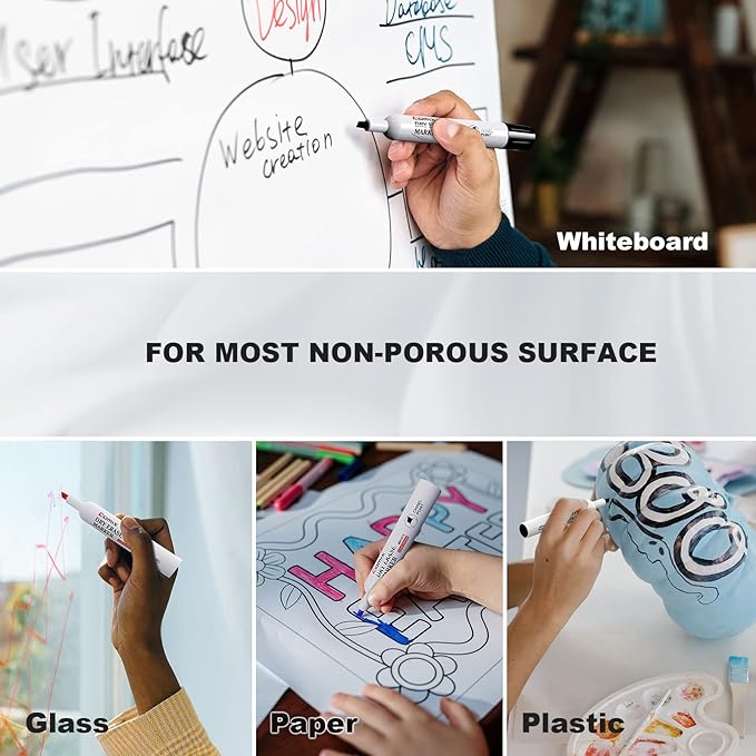 Comix Low Odor Dry Erase Markers, Chisel Tip White Board Markers, 36 Bulk 4 Colors Thick Markers for Kids Teachers