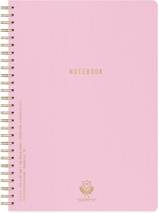 DesignWorks Ink 8.25" x 11.6" Lilac Textured Paper Twin Wire Spiral No. 1 Notebook Journal with 160 Lined Pages for Work, Writing, Journaling