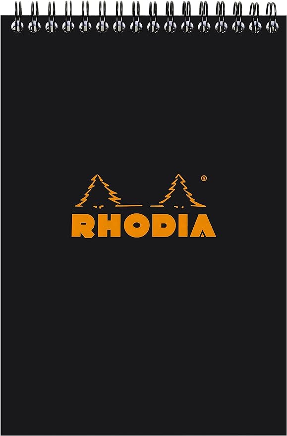 Rhodia Wirebound Notepad - Lined 80 sheets - 6 x 8 1/4 - Black cover – Pack of 1