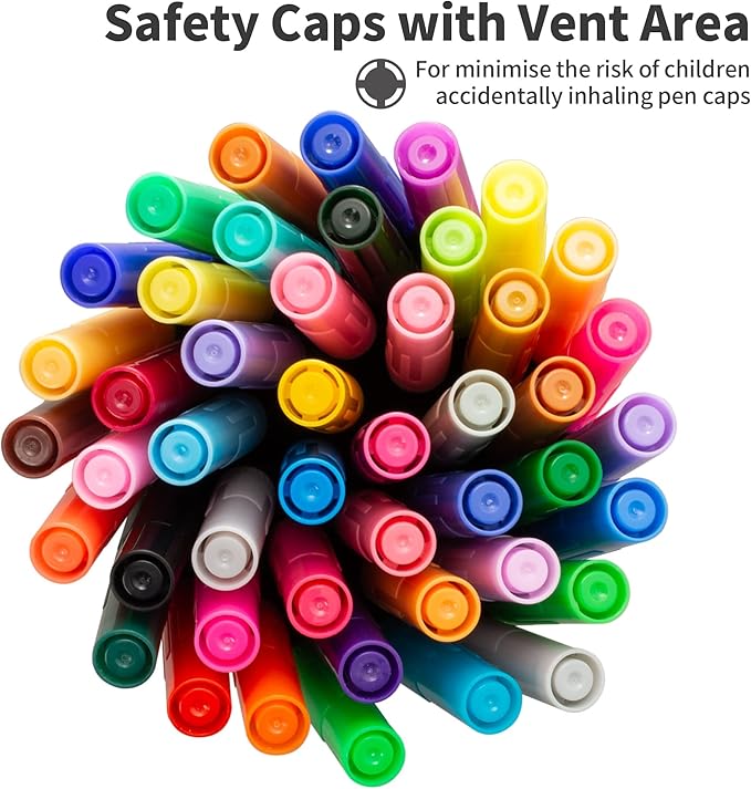 FIXSMITH Dual Brush Marker Pens - 24 Colored Art Markers, Fine Point & Brush Tip Water Based Markers, for Kids Adult Coloring Books Bullet Journals Planners, Note Taking Sketching Drawing Art