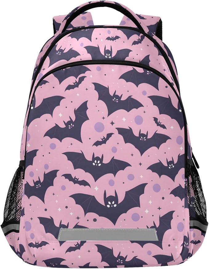 MNSRUU Laptop Backpack with Chest Strap, Cute Bats School Backpack, Travel Hiking Backpack for Boys Girls Teen Adult, Rucksack, Knapsack