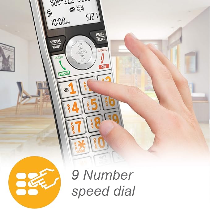 AT&T CL84107 DECT 6.0 Expandable Corded/Cordless Phone with Smart Call Blocker, Black/Silver with 1 Handset