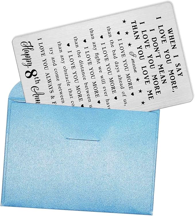 CPLJW 8 Year yr Anniversary Card Gifts for Him Her - 8th Wedding Anniversary Wallet Card Gifts for Men Women