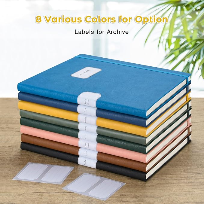 Blank Notebook, Hardcover Sketch Book, 8.5" x 11" Large Blank Journal, No Bleed Thick Paper Sketchbook for Drawing, Unlined Notebook Journal for Women Men, A4 Leather Sketchbook, Lay Flat, Yellow