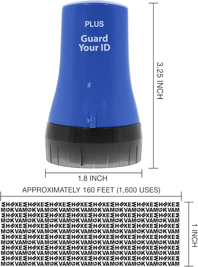 Guard Your ID ADVANCED WIDE Roller Identity Theft Prevention Security Stamp NAVY BLUE (70109)