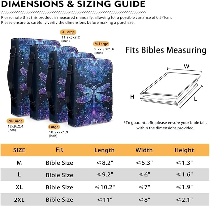 Lotusorchid Dragonfly Print Bible Covers for Women PU Leather Bible Case, Portable Bible Tote Bag Bible Book Carrying Case Christian Bible Accessories with Handle Pocket, Blue, XL