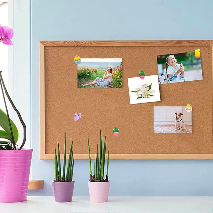GOUWEIBA 40 Packs Decorative Thumb Tacks - Cute Push Pins Colorful Pushpins for Photo Wall Cork Board Bulletin Board Home Office Decor Cubicle Decorations (Cactus)