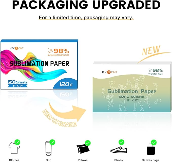 HTVRONT Sublimation Paper 11x17 inches - 150 Sheets Inkjet Sublimation Paper Compatible with Inkjet Printer 120gsm…