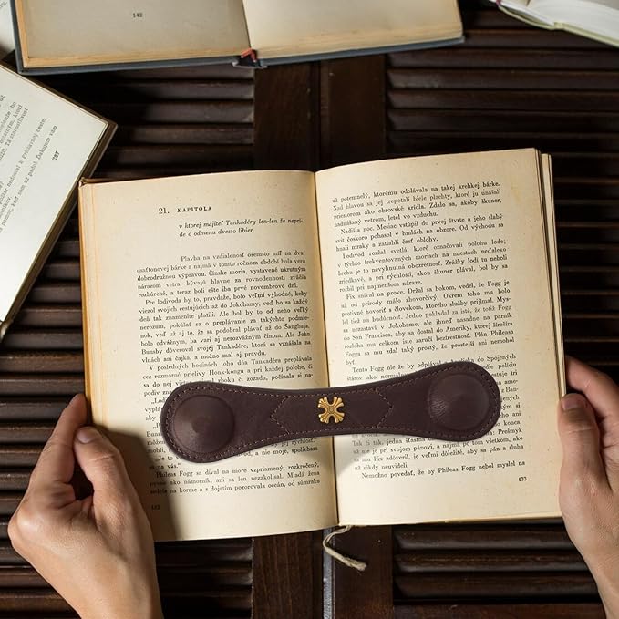 Book Weight Page Holder Heavy Genuine Leather Book Open Holder for Men Women Cookbook Weighted Bookmarks Gift for Writer Reader (02Bookmark Page Holder-Coffee)