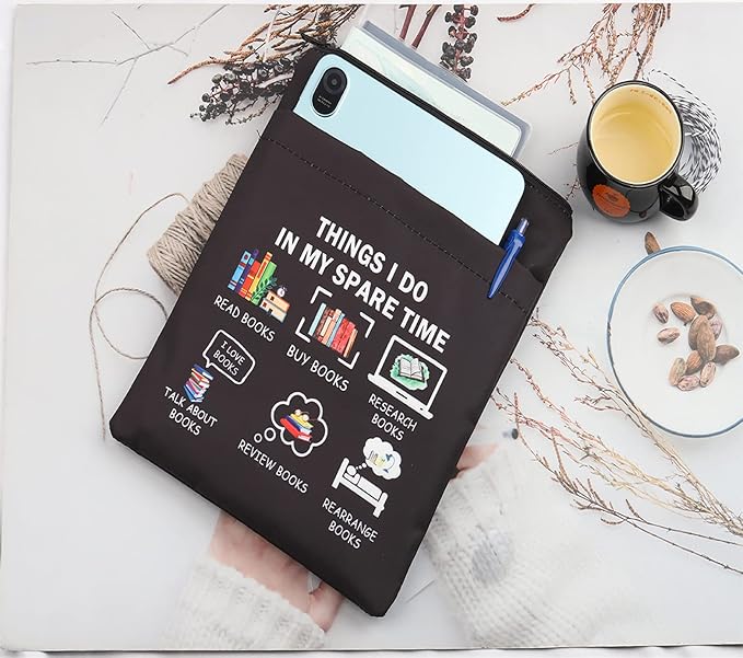LQRI Book Lover Book Sleeve Bookworm Gift Things I Do in My Spare Time Books Pouch Book Cover for Paperback Bookish Gift…