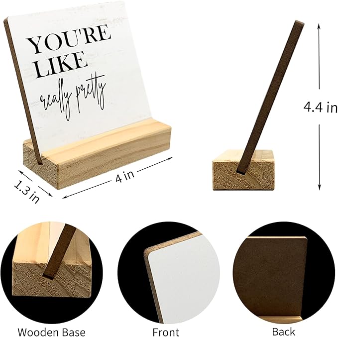 Inspirational Desk Decor, You're Like Really Pretty Positive Saying Wooden Plaque Sign Desk Decor for Home Bedroom Decoration, Motivational Gifts for Women Family Friend Coworker