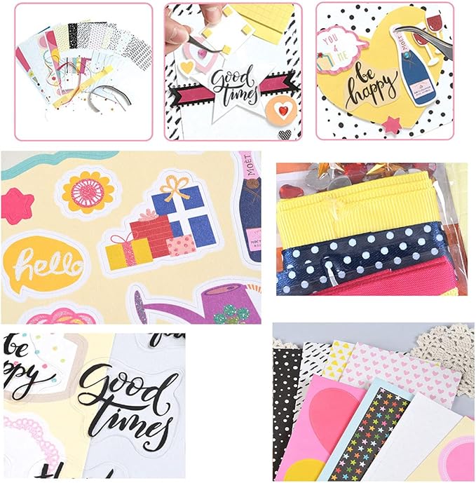 Huralona Handmade DIY Greeting Card Kits includes 16 Blank Cards 16 Colorful Envelopes with Decoration Accessories for Craft Birthday Thanksgiving Christmas Wedding Invitation Card Making Pink