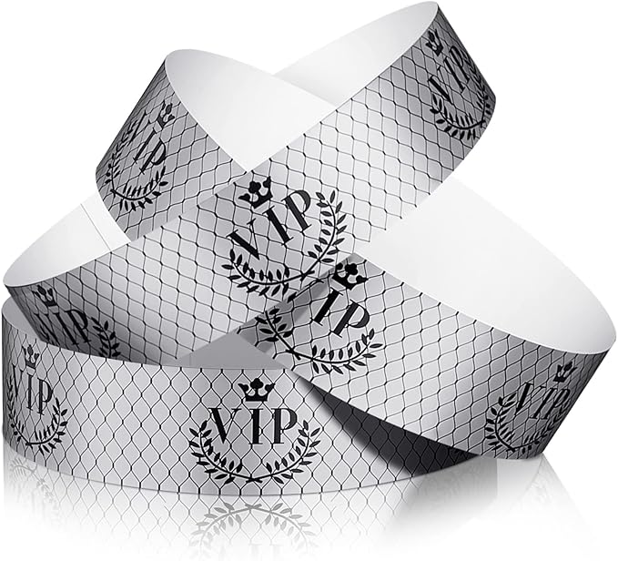 Jadive 500 Pieces Paper Wristbands VIP Plastic Waterproof Party Identification Wristbands Party Bracelets for Events Amusement Parks, Club, Concerts, Fairs, Festivals and Events(Silver)