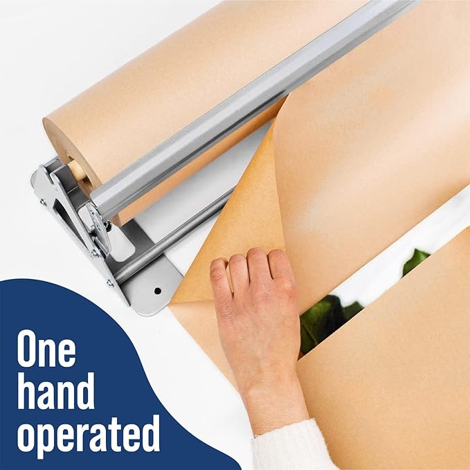 DIY Crew 12 Inch Paper Roll Dispenser and Cutter - Heavy-Duty Wall Mountable, Non Slip Tabletop - Kraft, Freezer, Butcher Paper - Up to 1000ft Rolls