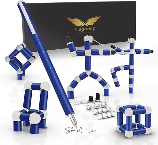 Elegancy Fidget Pen Magnetic Balls | Deformable Decompression Magnetic Pen Fidget Toy for Teenagers Gifts for Men | Cool Stuff Magnets for Kids (Blue)
