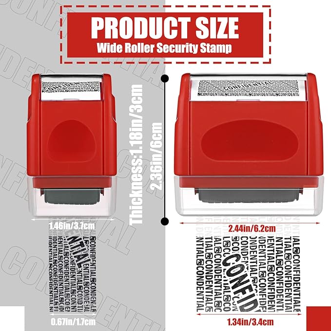 Nezyo 2 Pack Identity Protection Roller Stamp Identity Theft Stamp Confidential Roller Stamp Privacy Stamp Information Blocker Stamp and 4 Pack Refill Ink for ID Account Data Address Security(Red)