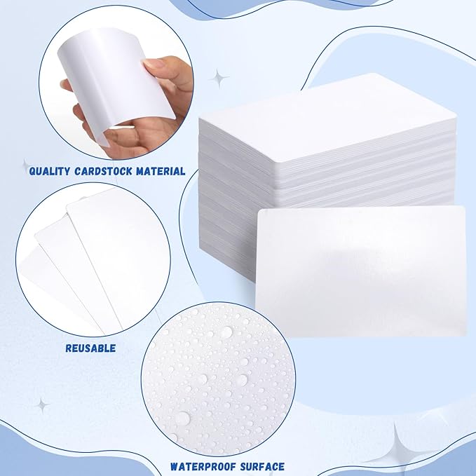 120 Pcs Dry Erase Index Cards Notecards Blank Reusable Flash Cards Sheets Game Cards Study Business Note Cards for School Office Housework Taking To Do List (White, 4×6 Inch)