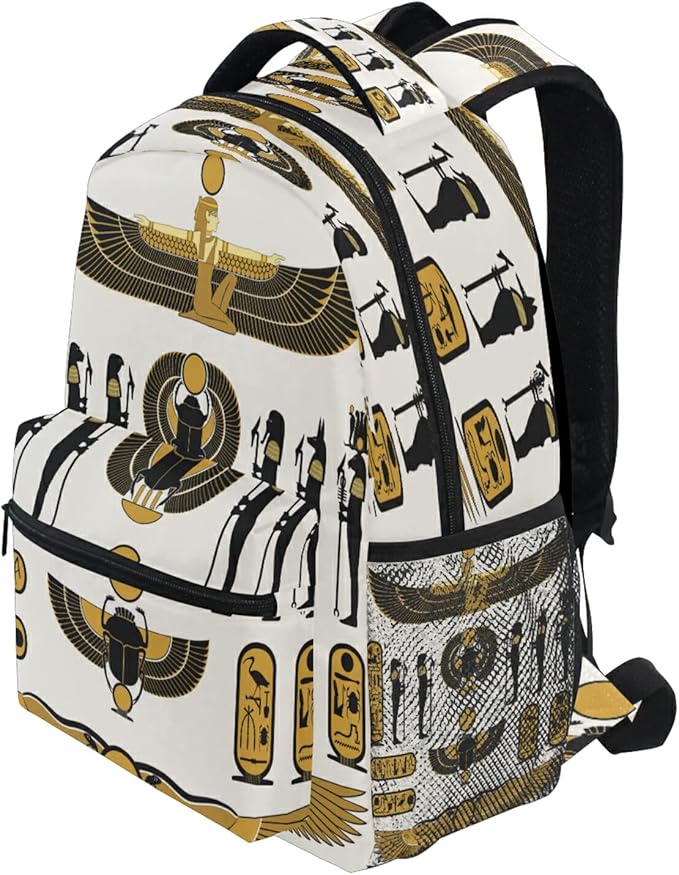 Ancient Egyptian Print School Backpack for Teens Girls Kids Boys, Egypt Sun Art Women Men Adult 15 in Laptop Backpack Casual Elementary Student College Bookbag Travel Hiking Camping Daypack…