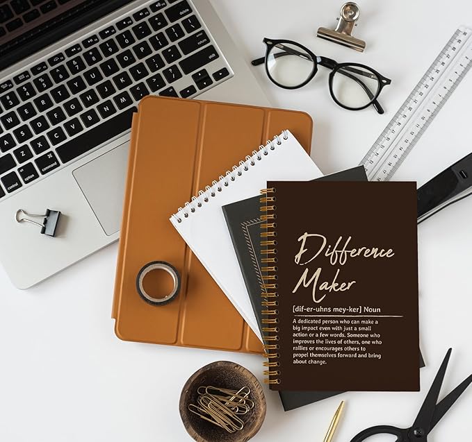 OXW Difference Maker Appreciation Gift, Meeting Notebook for Work, Thank You Gifts for Leader Mentor Manager Boss, Office Supplies Social Worker Notebook, Coffee Hardcover Spiral Notebook 5.5 x 8.3