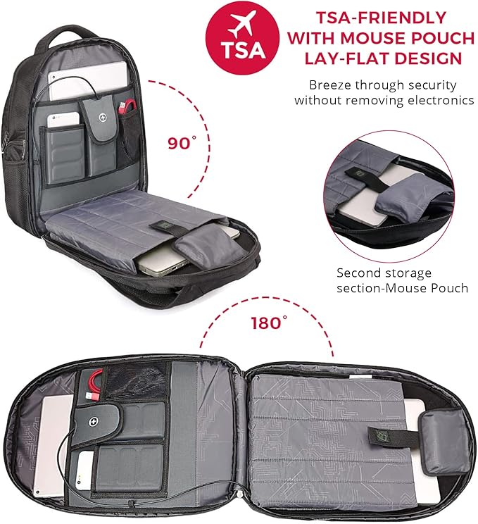 Swissdigital Design Large Travel Backpack For Men, TSA-Friendly Business Laptop Backpack, USB Charging Port，RFID Protection Tech Backpack Fits 15.6Inch Laptop (TERABYTE J16BTF-21) One Nation One World