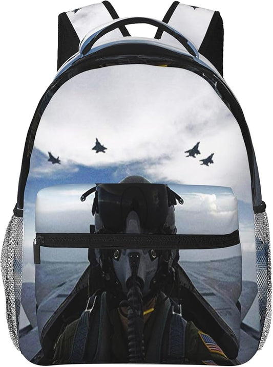 Airplane Aircraft Backpack Fighter Pilot Travel Laptop Backpacks Ruckasck Book Bags Plane School Bag for Boys Girls Kids Childrens Teenager