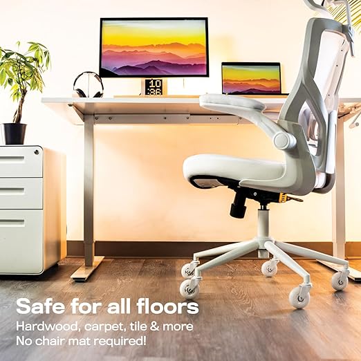 The Original Roller Blade Office Chair Wheels (As Seen On PBS) - Incredibly Smooth & Quiet Rolling Casters - Safe for Hardwood Floors & Carpet - Easy Installation with Universal Fit - Set of 5 - White