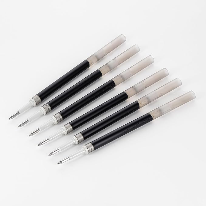 Pentel Refill Ink - For EnerGel Gel Pen, 0.7mm Metal Tip, Medium, Black Ink, Pack of 6 Refills (LR7-6A)