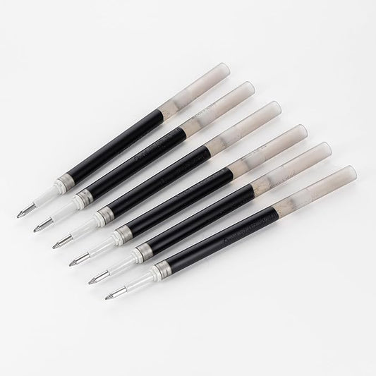 Pentel Refill Ink - For EnerGel Gel Pen, 0.7mm Metal Tip, Medium, Black Ink, Pack of 6 Refills (LR7-6A)