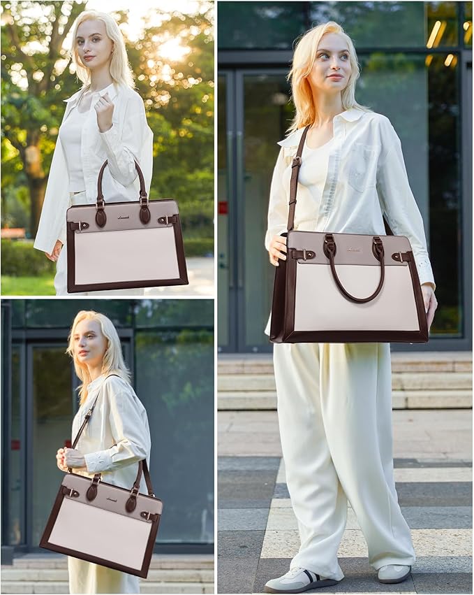 LOVEVOOK Laptop Bag for Women, 15.6 Inch Large PU Leather Tote Bag, Professional Teacher Work Bag, Waterproof Business Computer Briefcase, Shoulder Tote Purse for Office