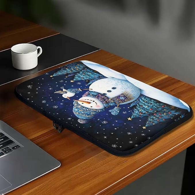 Cute Snowman Computer Sleeve for Women 12 inch Laptop Sleeve Christmas Lap Top Case with Multiple Uses Tablet Bag Teen Girls Laptop Carrying Case Briefcase