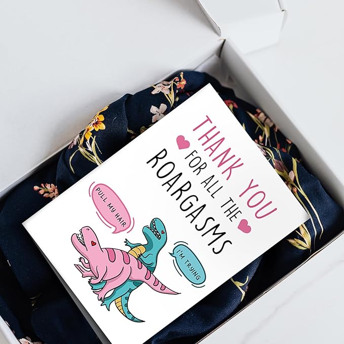 SuperShunhu Funny T-Rex love Card, Naughty Valentines Day Card for Him Her, Dirty Anniversary Card for Husband Wife, Mature Dinosaur Birthday Card for Girlfriend Boyfriend