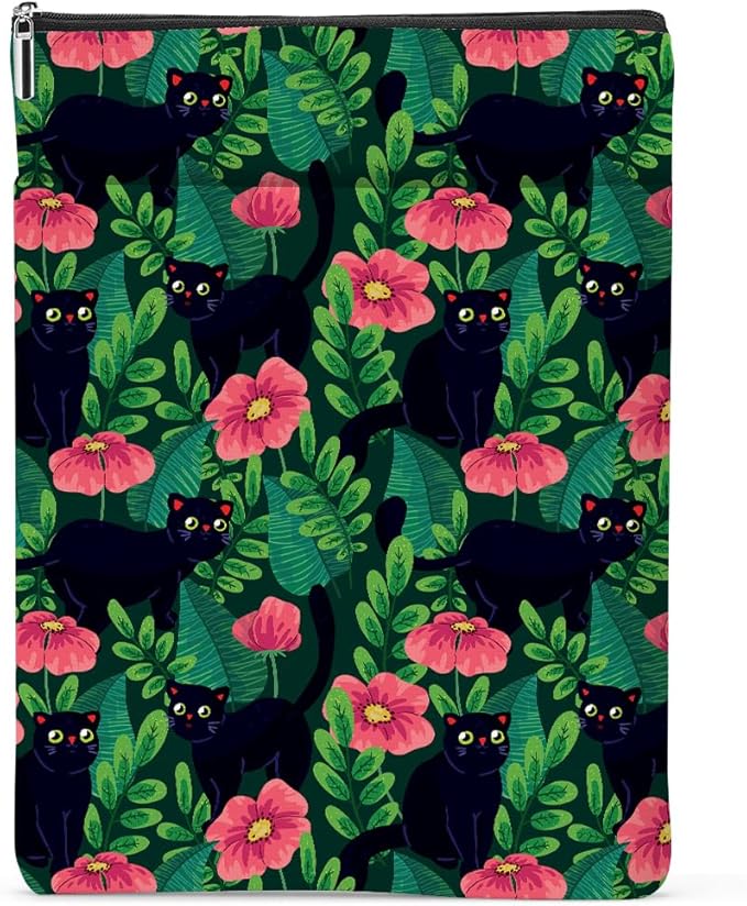 Pink Floral Pattern Book Lovers Gifts Waterproof Book Sleeve Book Pouch Book Protector with Zipper and Front Pocket BookCover Case for Women Girl Friend Sister Book Accessories Book Club Gifts