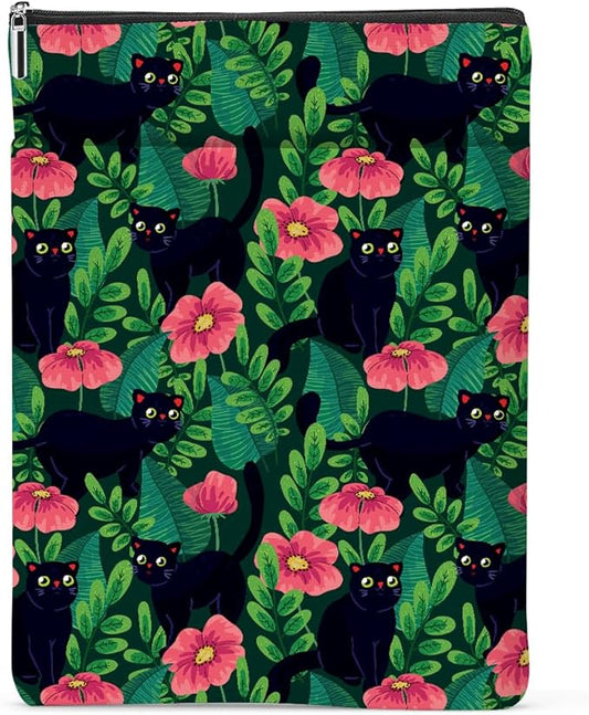 Pink Floral Pattern Book Lovers Gifts Waterproof Book Sleeve Book Pouch Book Protector with Zipper and Front Pocket BookCover Case for Women Girl Friend Sister Book Accessories Book Club Gifts