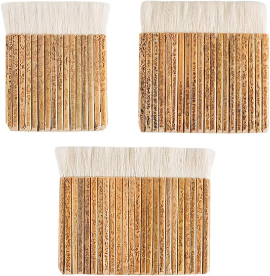 PH PandaHall Hake Brush Sheep Hair Paint Brushes Watercolor Brushes Handle Brush Haik Brush for Kiln Wash, Watercolor, Cleaning, Ceramic, Pottery Painting Drawing Drafting 4.1/5.2/6.3 Inch