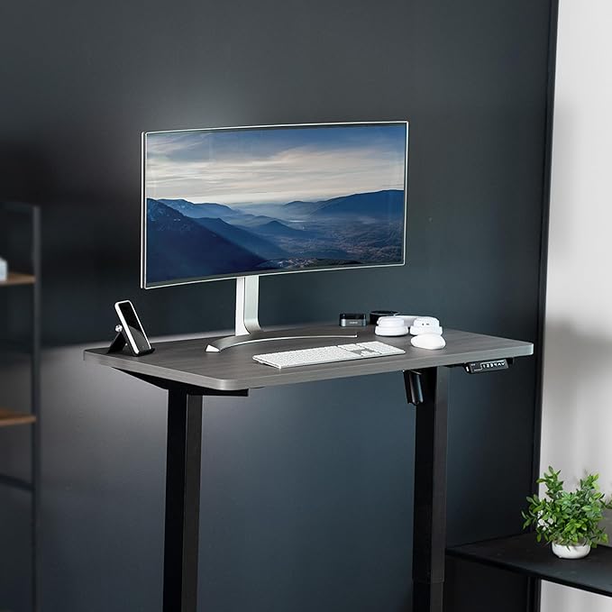 VIVO Dark Gray 43 x 24 inch Universal Solid One-Piece Table Top for Standard and Sit to Stand Height Adjustable Home and Office Desk Frames, DESK-TOP43G