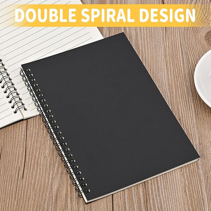 BoAn Spiral Notebook 2 Pcs 8.3 Inch x 11.2 Inch A4 Notebook 76 Pages/ 38 Sheets Soft Cover Spiral Notebook Journal Sketchbook Soft Kraft Cover Sheets for Students Office Business