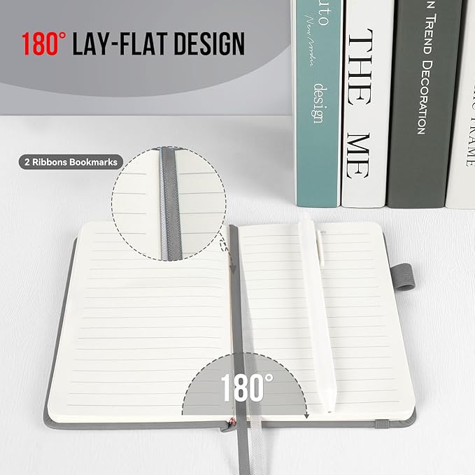 Pocket Small Notebook Journals, 8 Pack (Silver Gray) Mini Notebook 3.7x5.7 Journaling Notebooks for Women Men, Hardcover Lined Note Pads with Pens for Work, Business, Travel Journal, Office Supplies