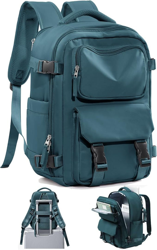 Carry On Backpack, Travel Backpack for Women Men Flight Approved, Personal Item Travel Bag for Airplanes, 14-15.6 Inch Laptop Business Backpack, Casual Daypack Gym Hiking Bakpack Peacock Blue(Small)